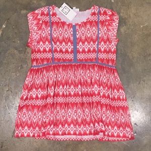 THML Red and White Geometric Print Top